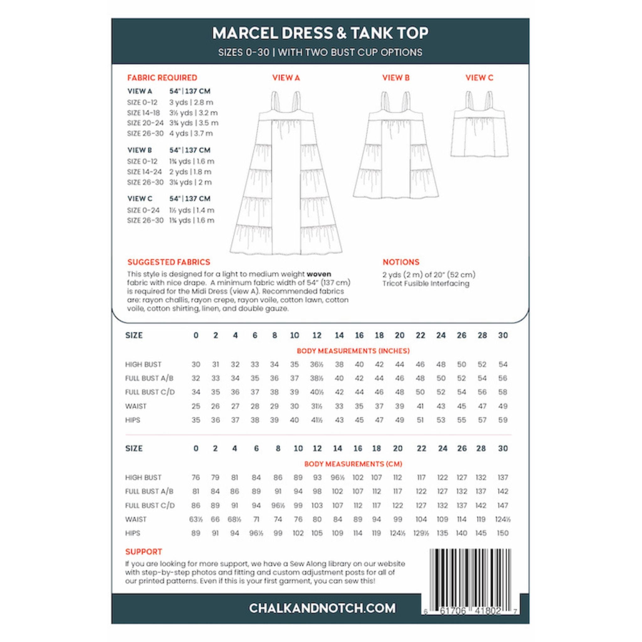 Marcel Dress Pattern - Chalk and Notch