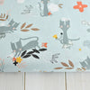 Fabric Cat and birds on green cotton fabric Dashwood Studio