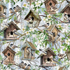 Chickadee/tits in birdhouses - Birdhouse by Timeless Treasures