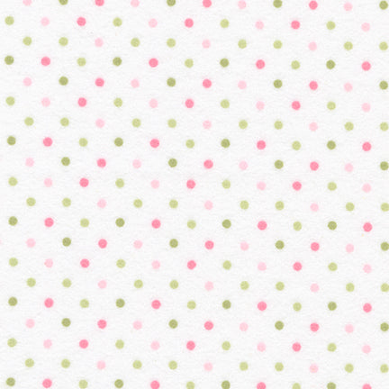 Polka dots on white brushed cotton flannel - Cozy Cotton - Robert Kaufman
