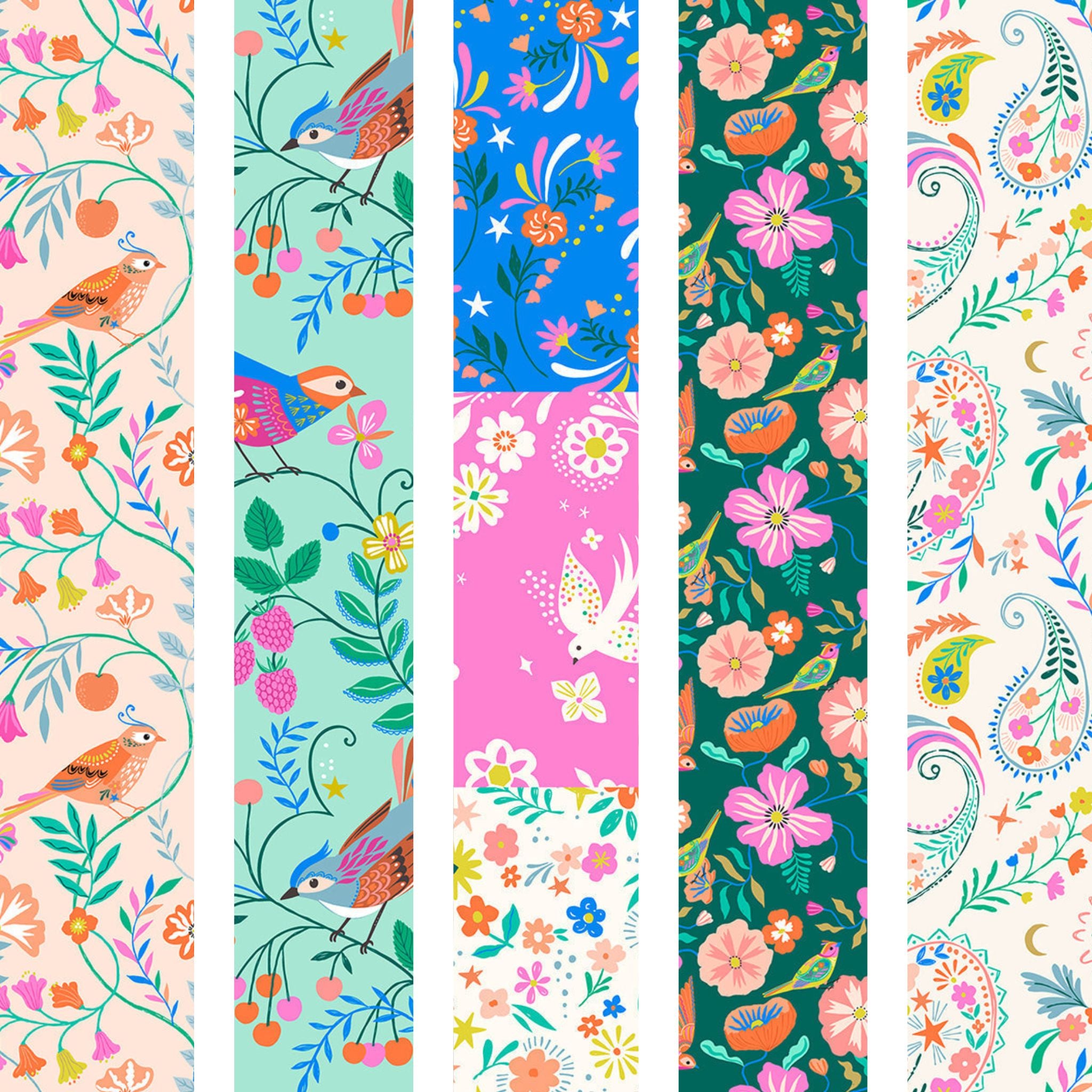 Songbird and floral fat quarter bundle by Dashwood Studio