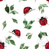 ladybirds on white cotton jersey - Family Fabrics