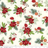 Poinsettia on cream cotton fabric with slices of orange - Yuletide Forest by Riley Blkae