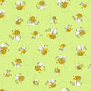Bees on green 100% cotton fabric - Susy Bee