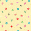 Lollypop and sweets on a pale yellow cotton fabric - Small Things Sweet by Lewis and Irene