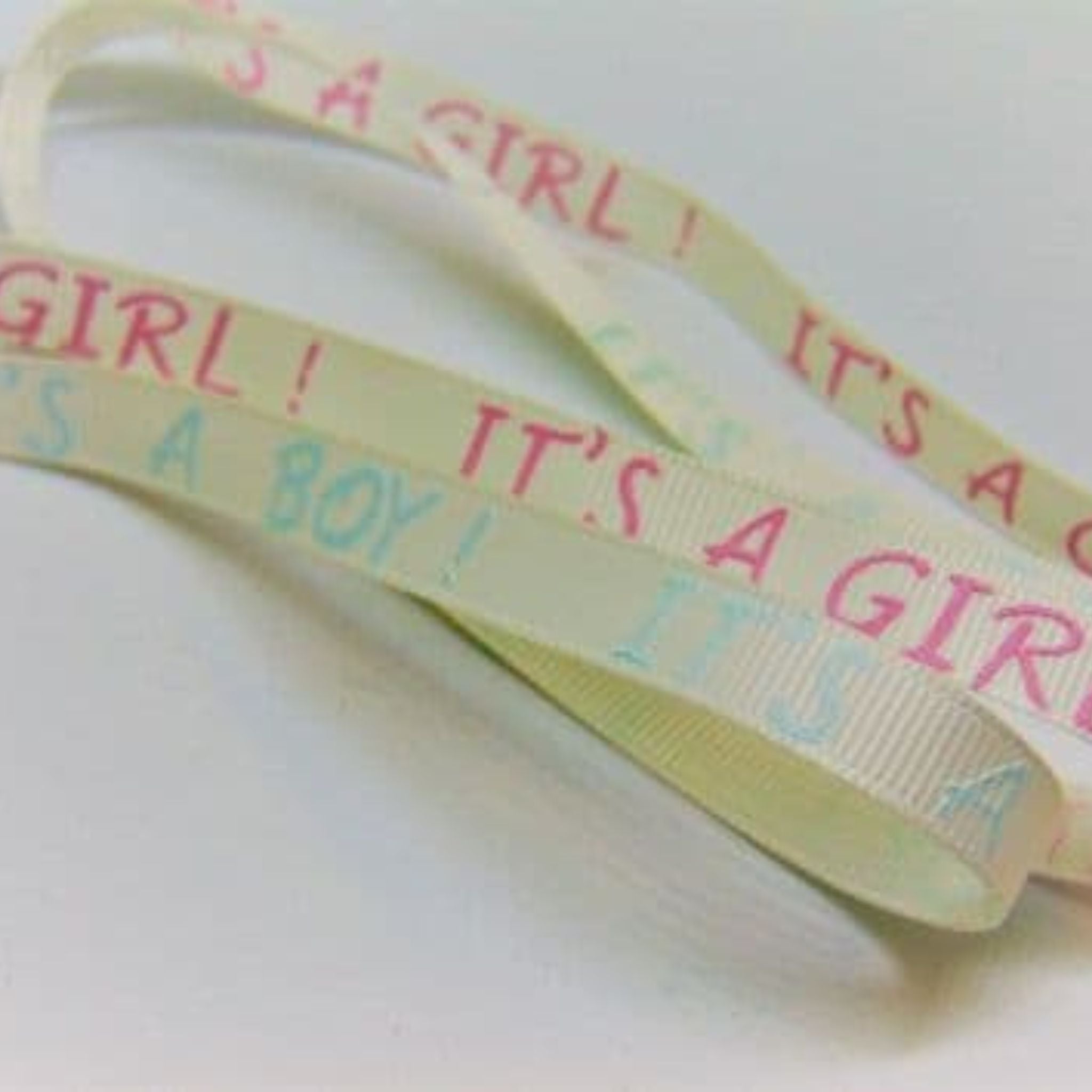 10mm Baby shower ribbon with Its a girl or its a boy printed on it