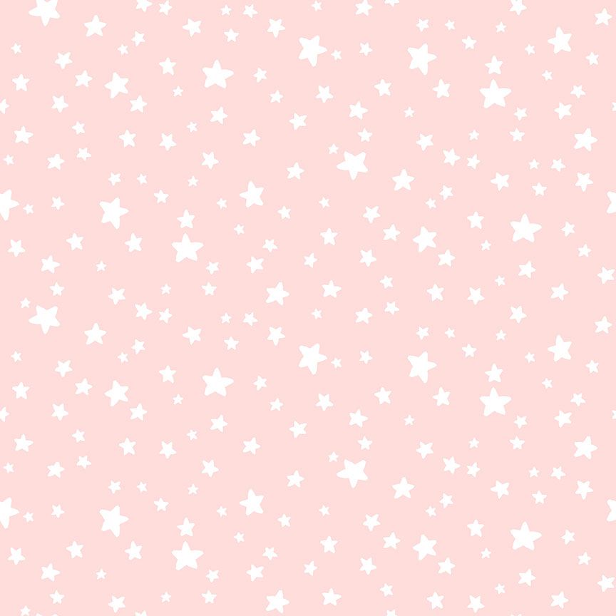 White stars on pink brushed cotton - Hang in There by Dear Stella