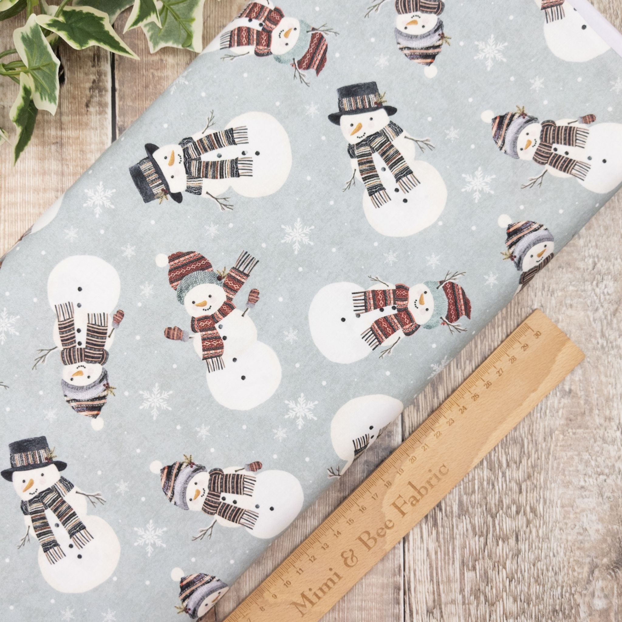 Snowmen and snowflakes on grey cotton - Let it Snow - Timeless Treasures