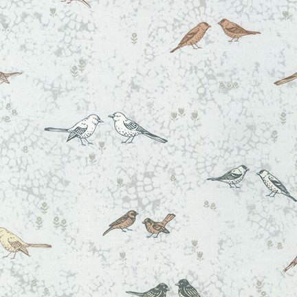 Dove grey birds cotton fabric - 'Songbird' by Robert Kaufman