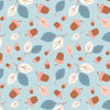 Pink and brown acorns with leaves on blue cotton fabric - Woodland Hideaway - P & B Textiles