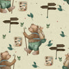 Jersey fabric Adventure Bear on beige cotton Jersey - 220gsm