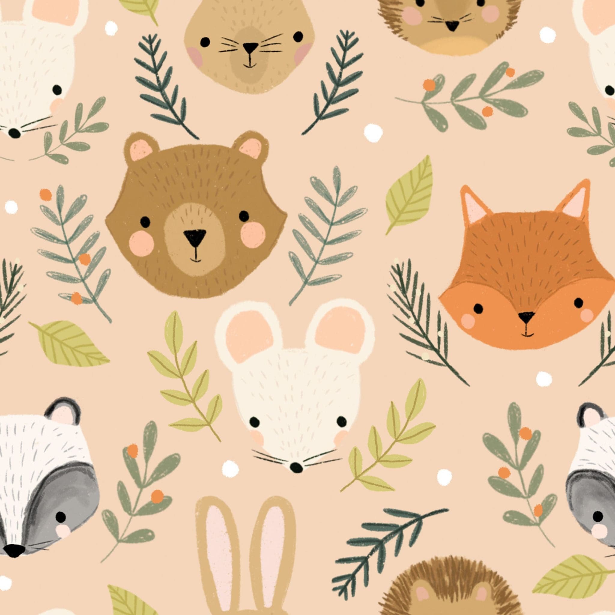 cotton fabric Animal adventures - green - Cedar Camp - Dashwood Studio