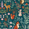 cotton fabric Animal vignettes-Midnight Forest-Teal-Michael Miller