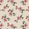 Fabric Apple blossom on beige wide cotton fabric