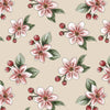 Apple blossom on beige wide cotton fabric