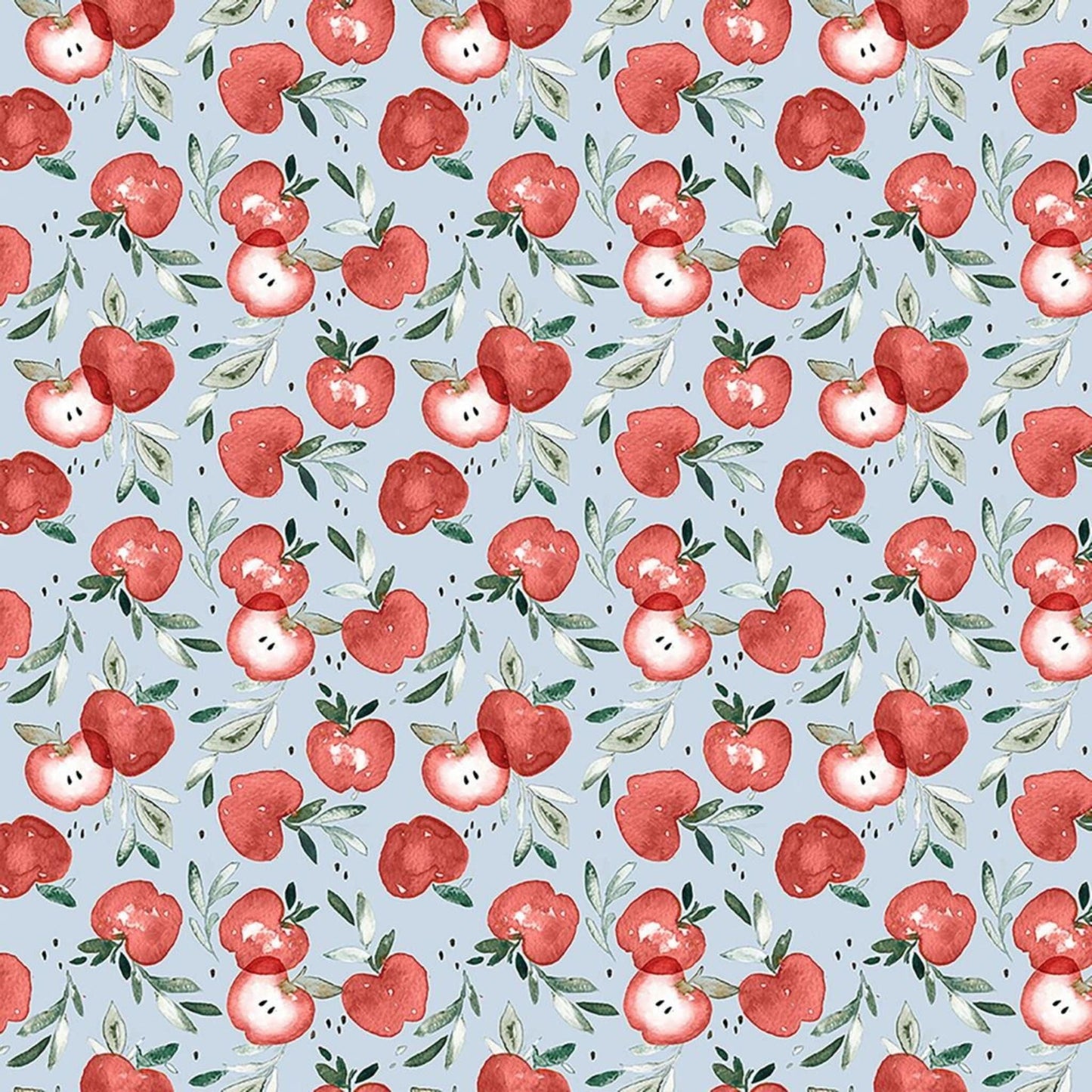 Fabric Apples on blue cotton - Storybook Farm - Dear Stella - DCJ2394