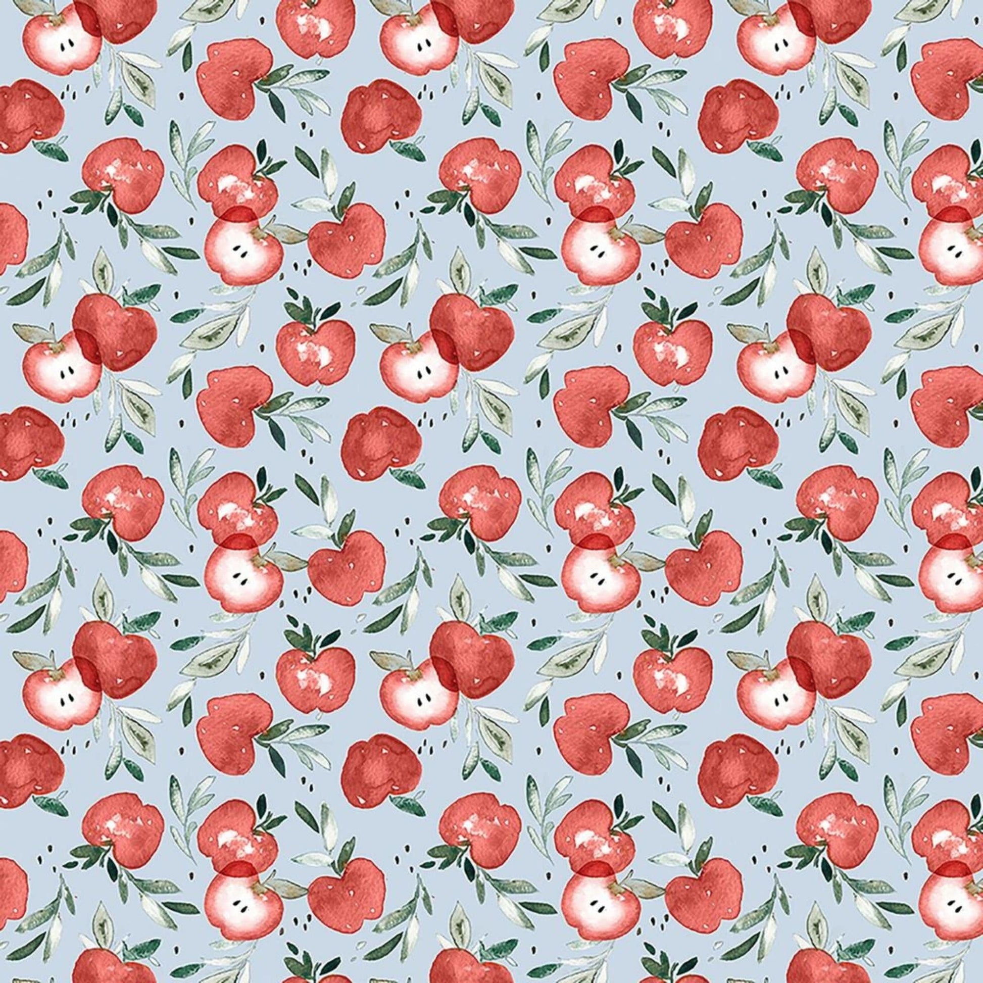 Fabric Apples on blue cotton - Storybook Farm - Dear Stella - DCJ2394