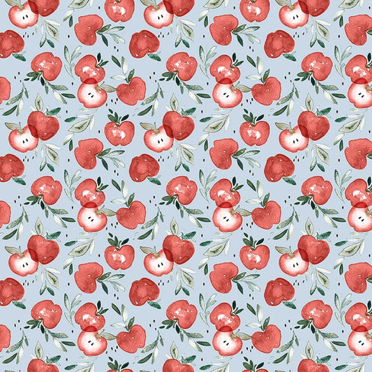 Fabric Apples on blue cotton - Storybook Farm - Dear Stella - DCJ2394