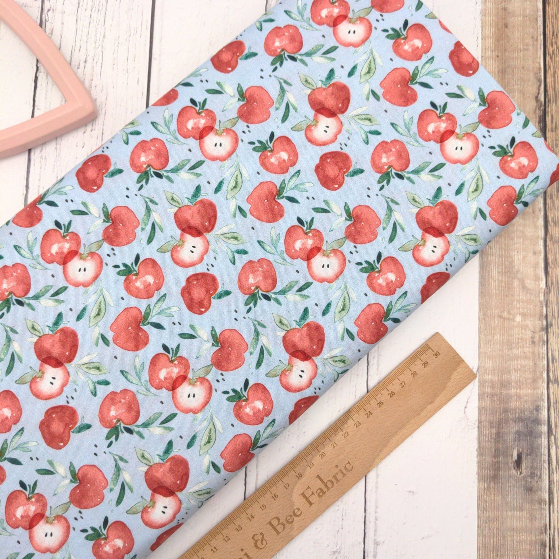 Fabric Apples on blue cotton - Storybook Farm - Dear Stella - DCJ2394