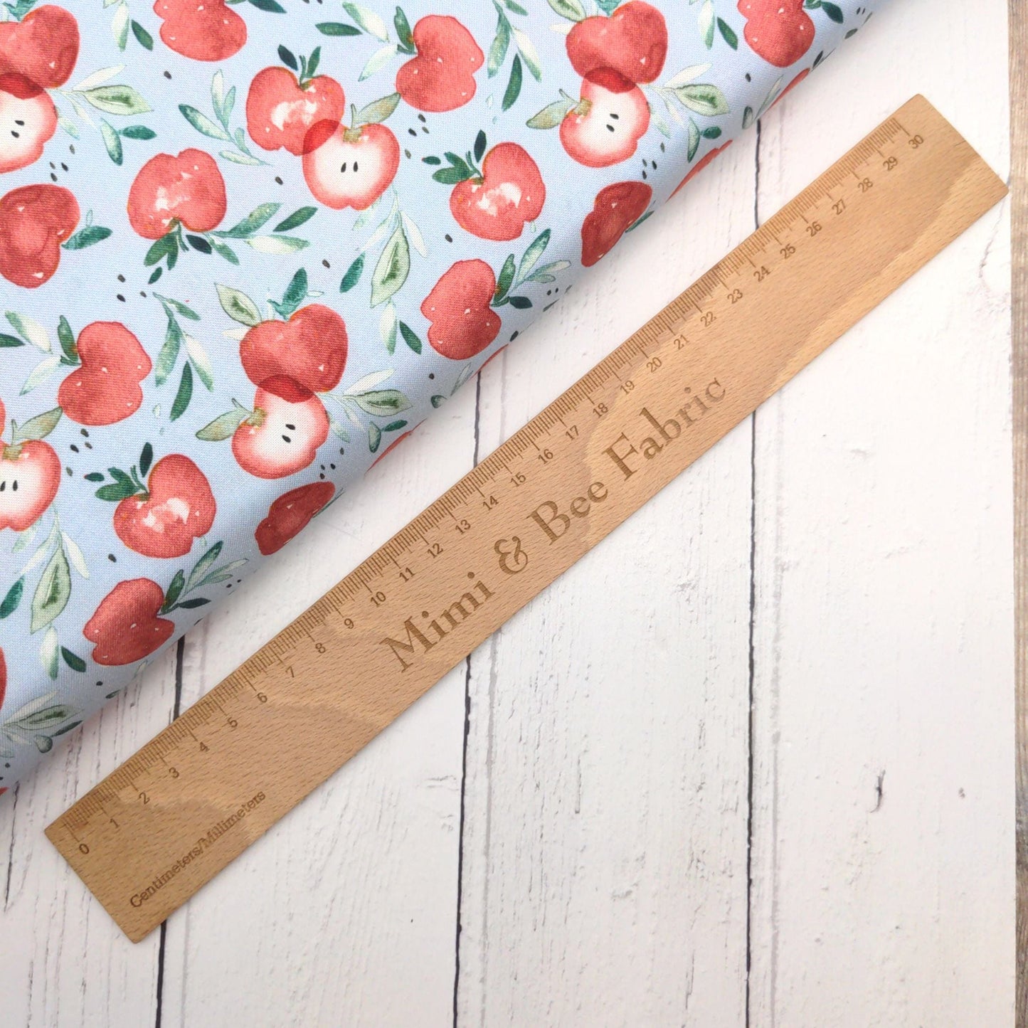 Fabric Apples on blue cotton - Storybook Farm - Dear Stella - DCJ2394