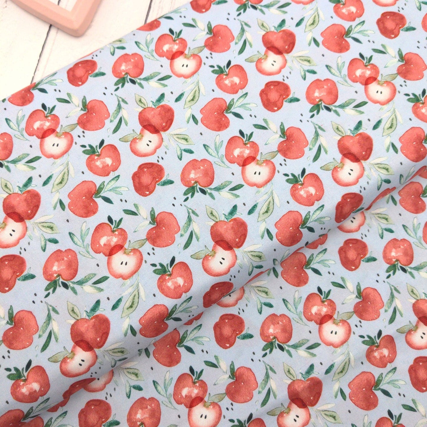 Fabric Apples on blue cotton - Storybook Farm - Dear Stella - DCJ2394