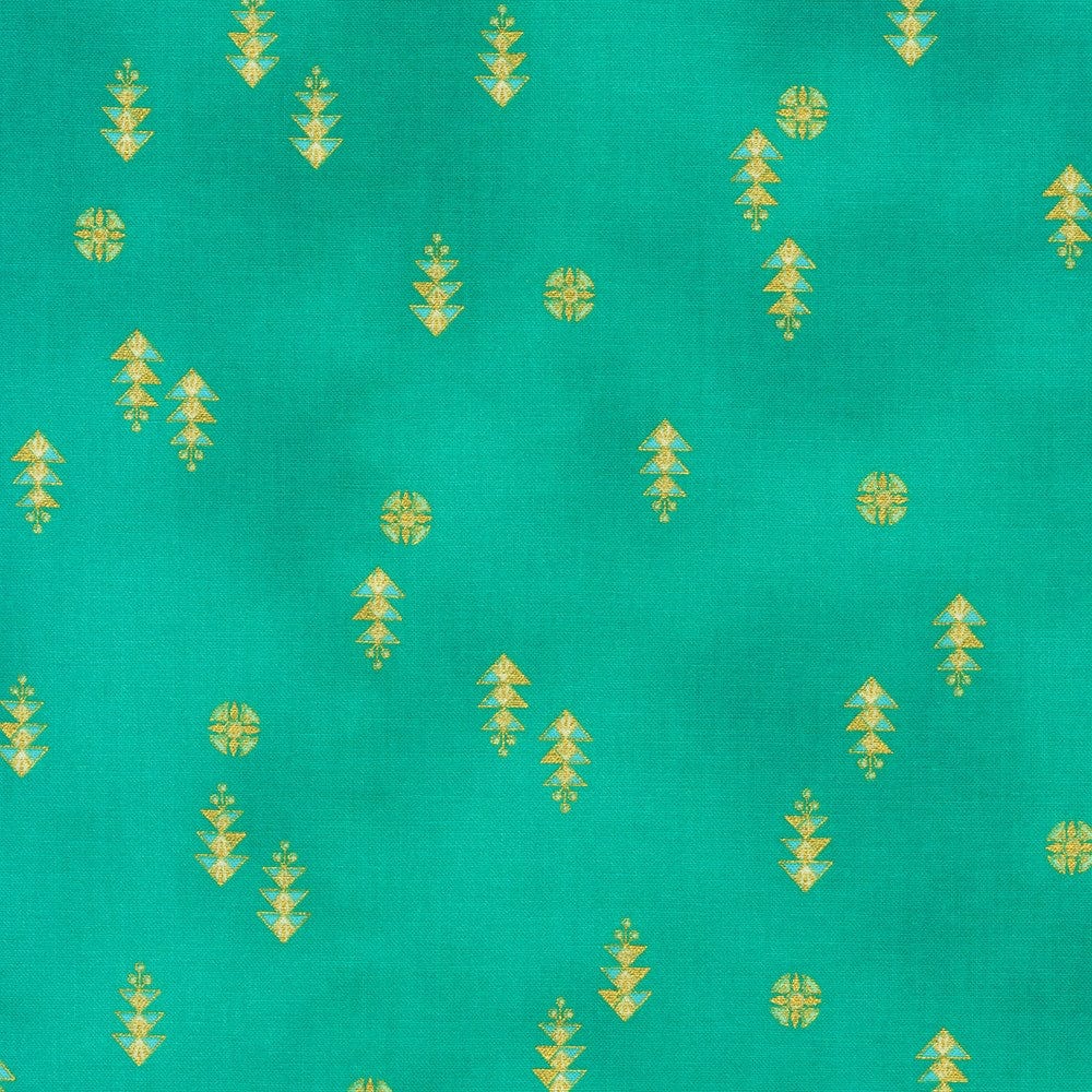 cotton fabric Aqua Egyptian inspired cotton fabric - Ancient Beauty - Robert Kaufman