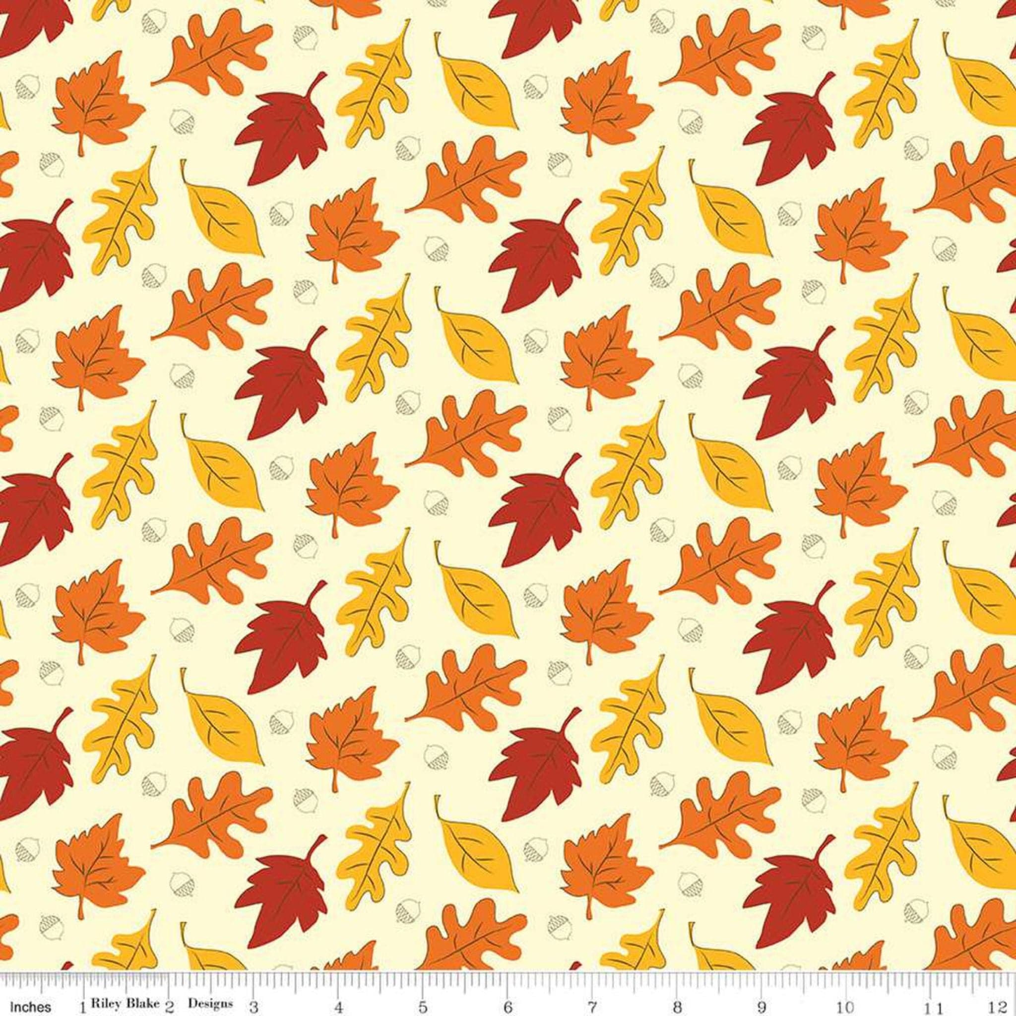 cotton fabric Autumn flowers on green cotton - Fall's in Town - Riley Blake