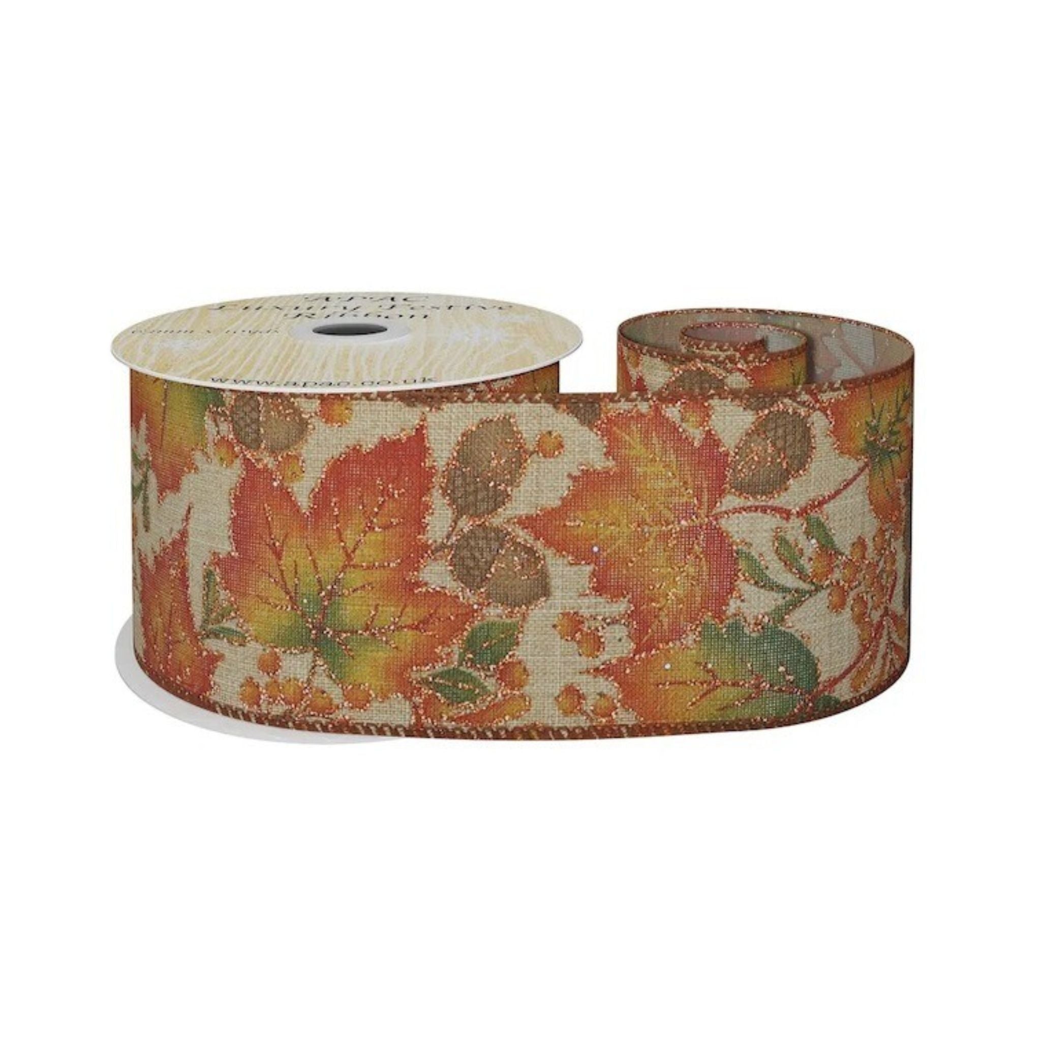 Autumn Leaves wired ribbon 10 yards RI6445