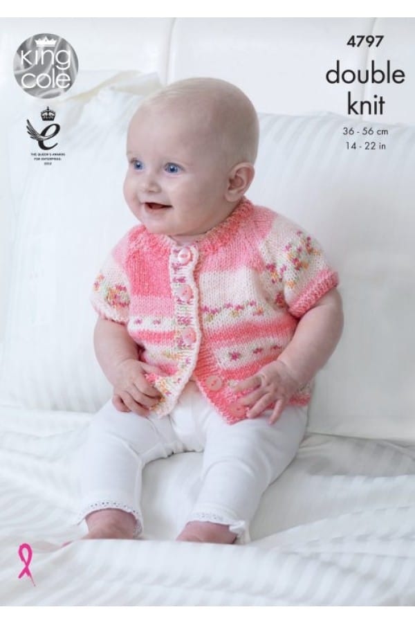 Babies Cardigans and Blanket knitting pattern in DK - King Cole 4797