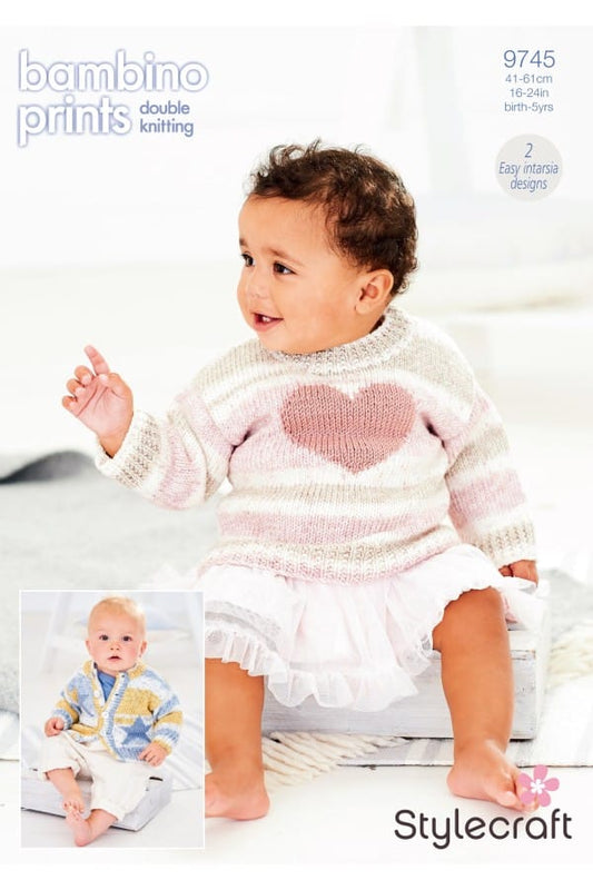Babies Jumper & Cardigan knitting pattern in DK - Stylecraft 9745