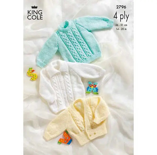 Babies Sweater, Jacket & Cardigan knitting pattern in 4ply - King Cole 2796
