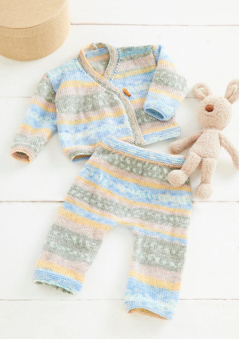 Baby cardigan and trousers knitting pattern - King Cole 6460
