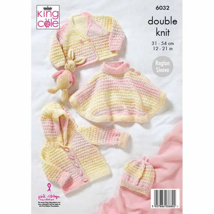 Baby cardigan, cape, poncho and hat - King Cole 6032
