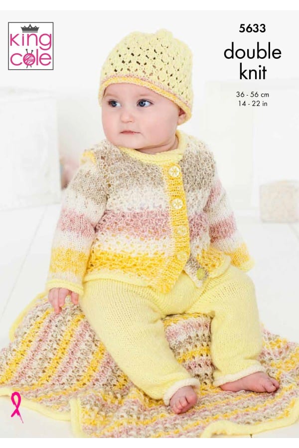 Baby cardigan, hat and blanket knitting pattern - King Cole