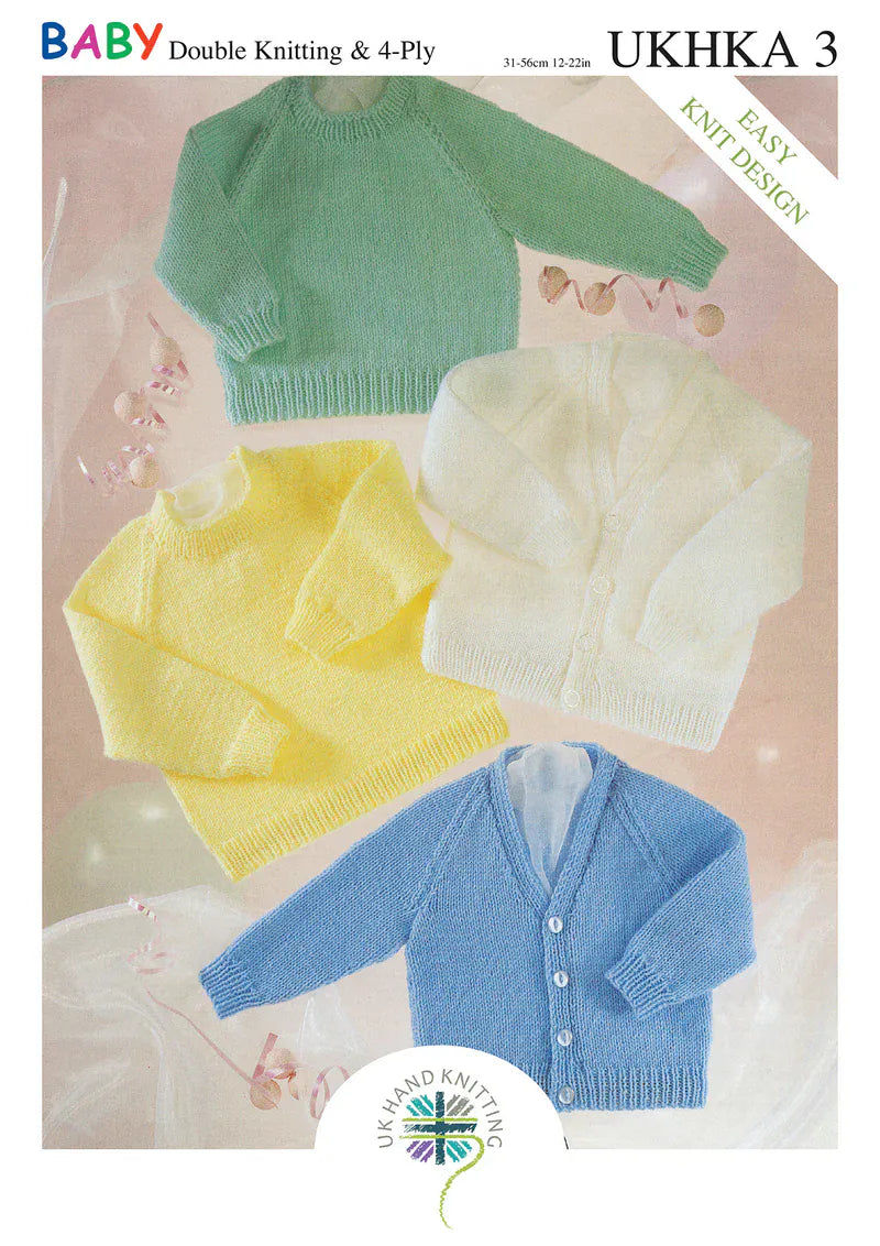 knitting-pattern Baby cardigans and jumpers in 4ply and DK - UKHKA3