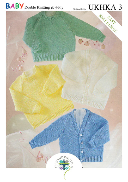 knitting-pattern Baby cardigans and jumpers in 4ply and DK - UKHKA3