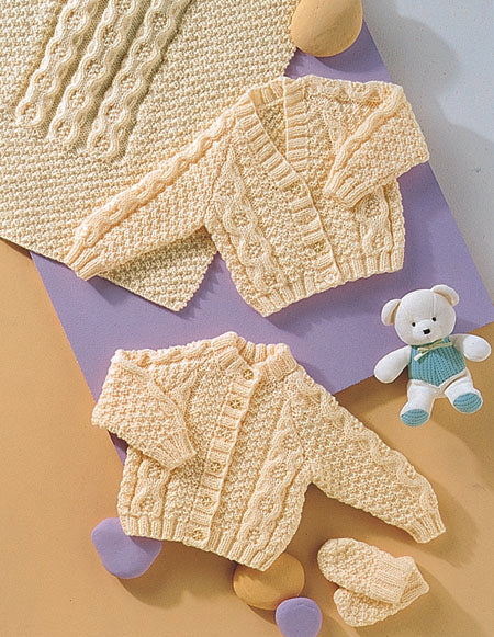 Baby Cardigans, Blanket and Mittens knitting pattern in aran- Stylecraft 4772
