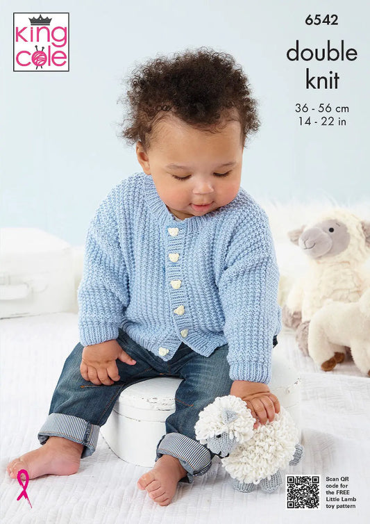 baby cardigans knitting pattern - Little Lamb DK - King Cole 6542