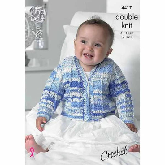 knitting pattern baby crochet cardigan pattern - King Cole - 4417