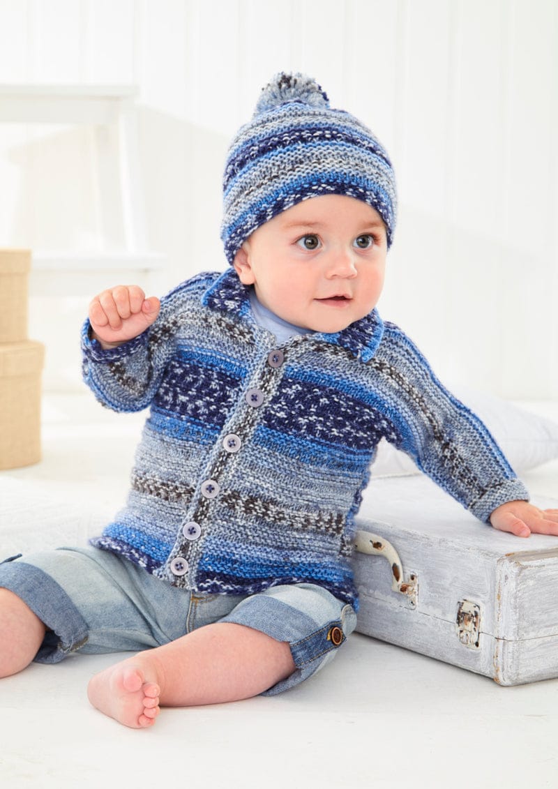 Baby DK cardigan and hat knitting pattern - King Cole 6462
