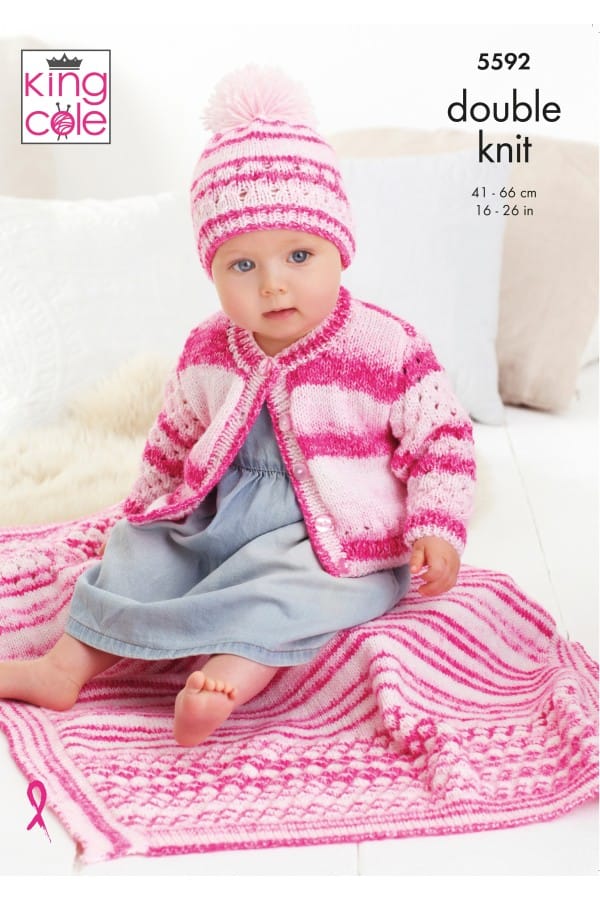 Baby DK cardigan, hat and blanket - King Cole 5592