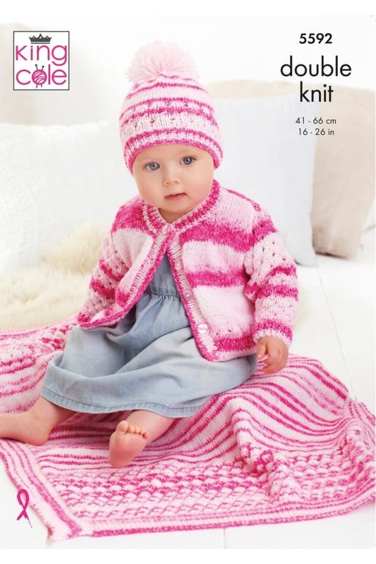 Baby DK cardigan, hat and blanket - King Cole 5592