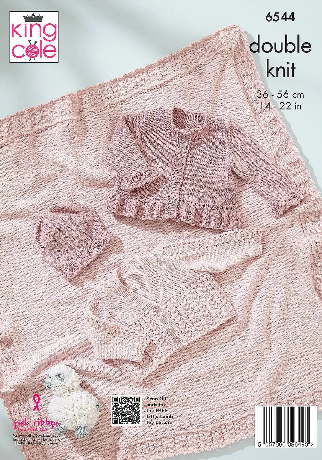 knitting-pattern Baby girl cardigan, blanket, jacket and hat knitting pattern - Little Lamb DK - King Cole 6544