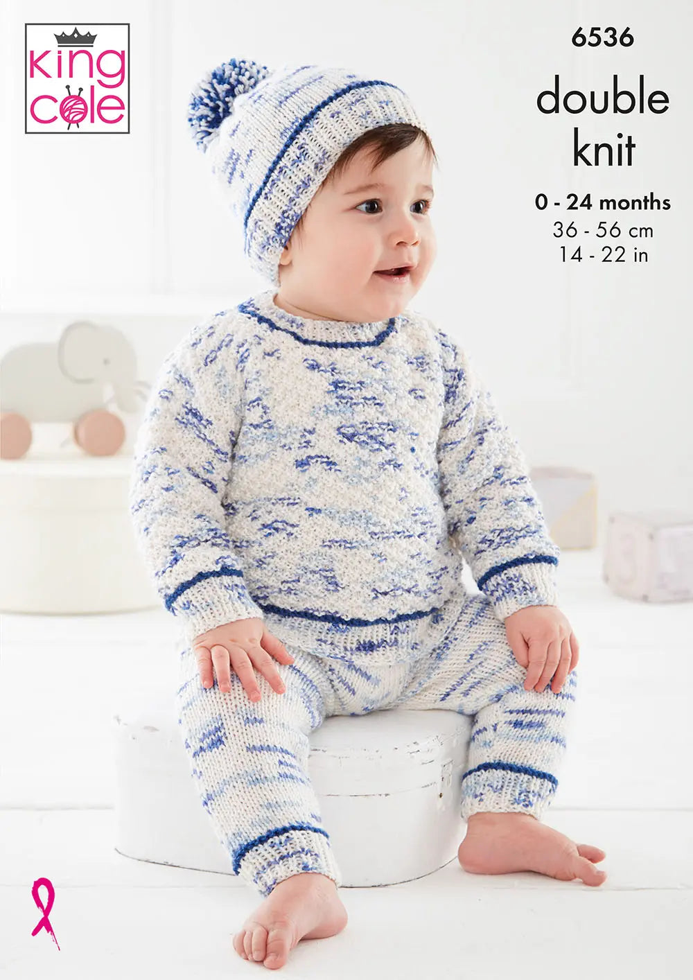 knitting pattern Baby onesie, waistcoat and hat King Cole 6536