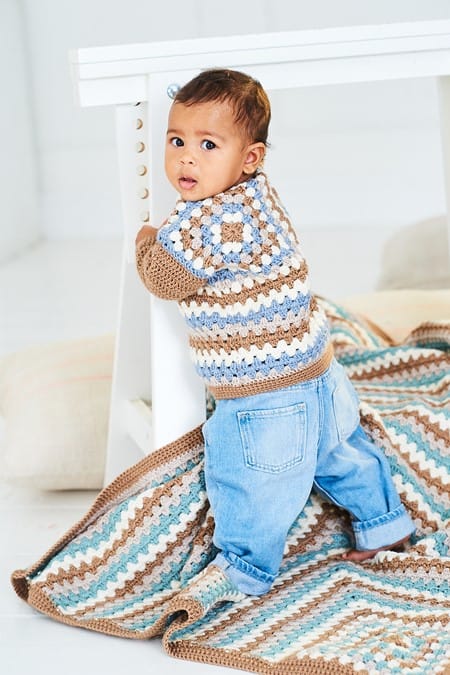 Baby's Tops and Blankets crochet pattern in DK - Stylecraft 10237