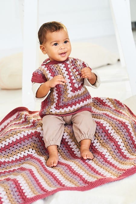 Baby's Tops and Blankets crochet pattern in DK - Stylecraft 10237