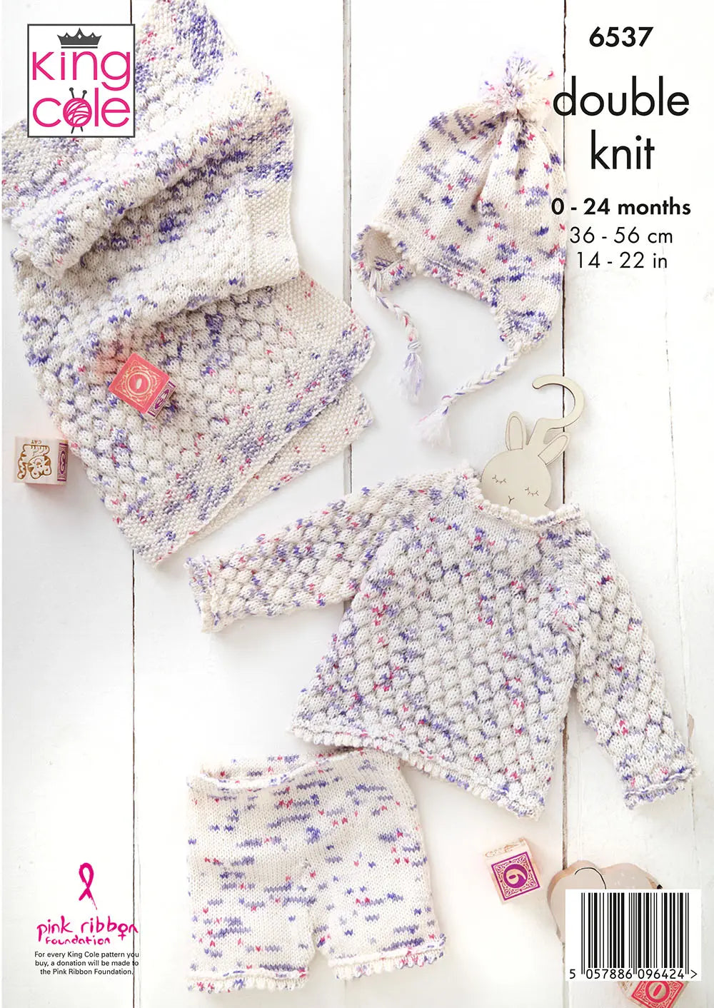 knitting pattern Baby set, blanket, hat, sweater, pants knitted in King Cole Dot Dot Dash 6537