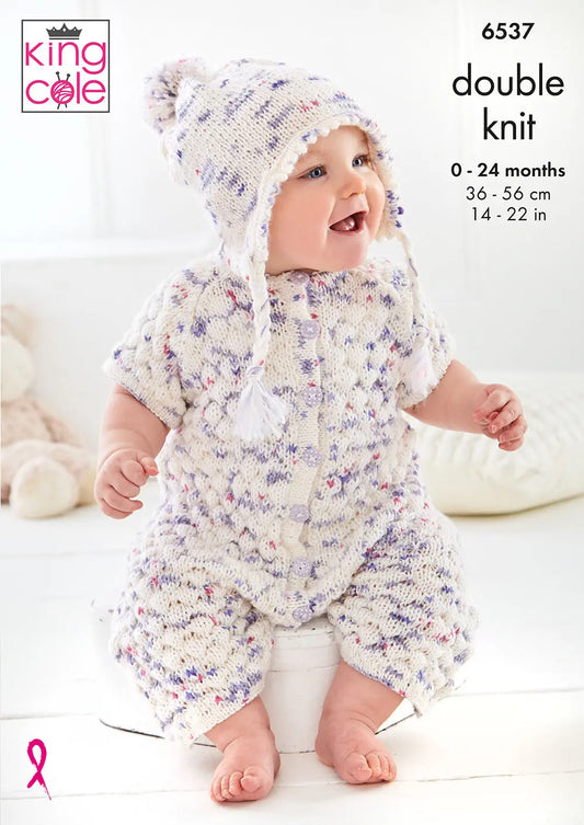 knitting pattern Baby set, blanket, hat, sweater, pants knitted in King Cole Dot Dot Dash 6537