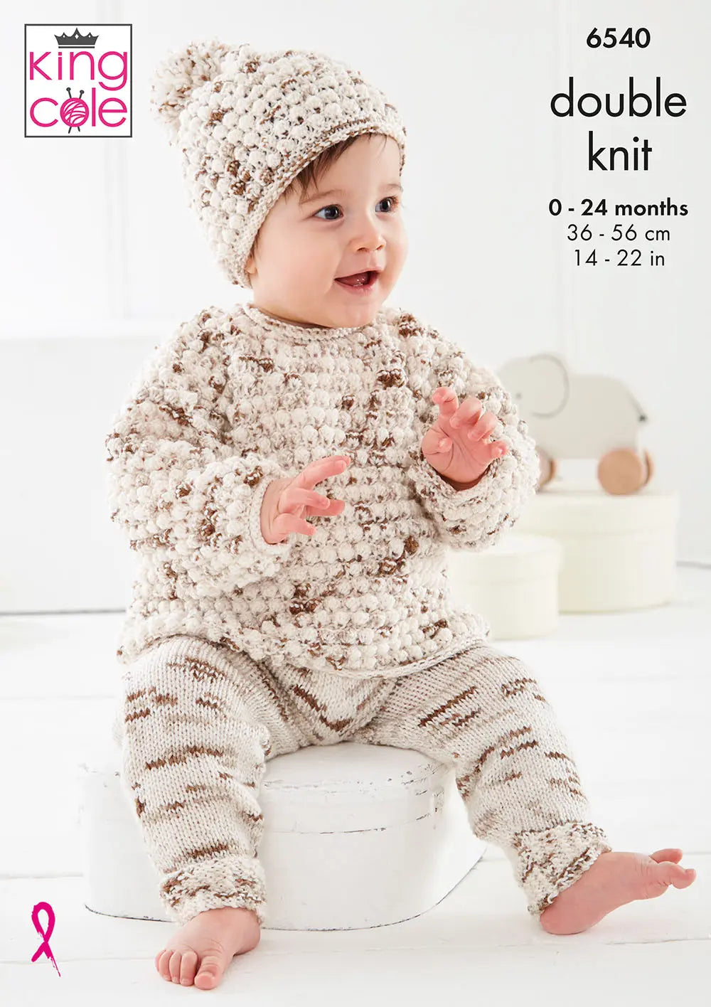 knitting pattern Baby set, blanket, hat, tank top, sweater, pants knitted in King Cole Dot Dot Dash 6540