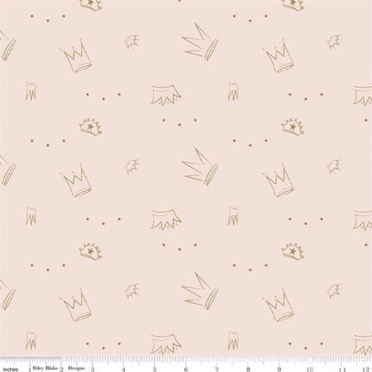 Fabric Ballerina crowns on peach cotton fabric  Spin & Twirl by Riley Blake